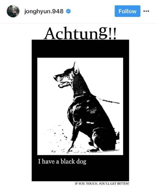 Unggahan Jonghyun tentang tato anjing hitam