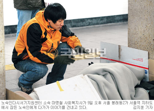 칼바람 속 지원센터 사회복지사 마명철씨의 하루… “동사 노숙인 생길라” 밤새 순찰  