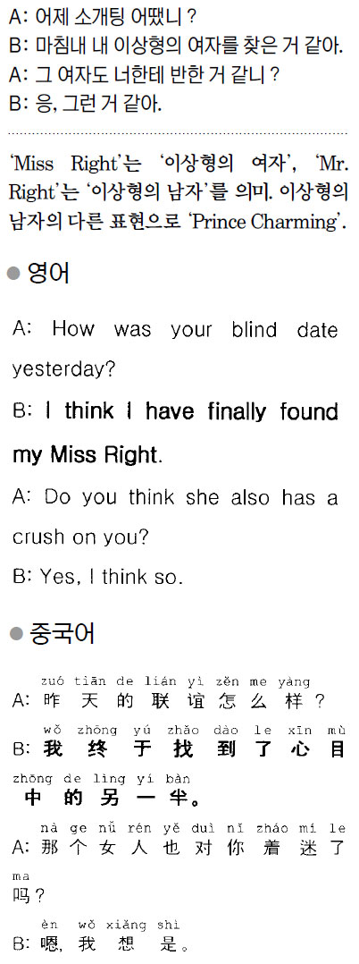 [외국어 한마디] 마침내 이상형의 여자를 찾은 거 같아  