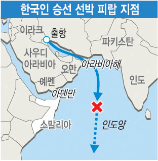 한국인 5명 등 24명 태운 선박 소말리아 해적에 피랍  