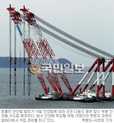 [천안함 침몰] 함수는 해저 상황 나빠 이르면 4월 21일쯤 인양 시도  