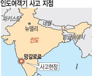 인도여객기 착륙 사고 158명 사망… 활주로 이탈후 ‘쾅’ 두동강난 채 불길  