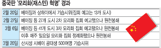 [재스민 혁명 100일] 中 대대적 단속… 아직 ‘찻잔속 태풍’  