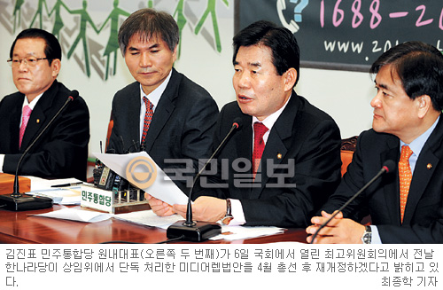 與, 미디어렙법안 밤중 단독처리 ‘야합’ 논란  