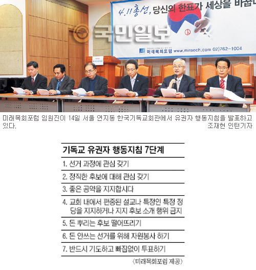 ‘4·11총선과 크리스천’ 유권자 행동지침 발표… 미래목회포럼 기자회견  