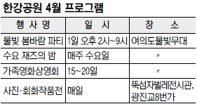 한강공원 8개분수 4월 1일 가동… 4월 푸짐한 봄맞이 행사  