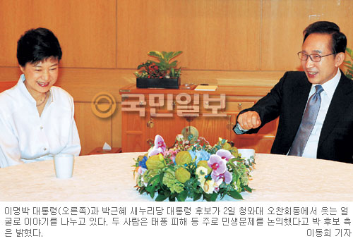 MB-박근혜 청와대 오찬… ‘태풍·성범죄’ 등 화제, 선거중립 논란 우려 ‘수위’ 신경  
