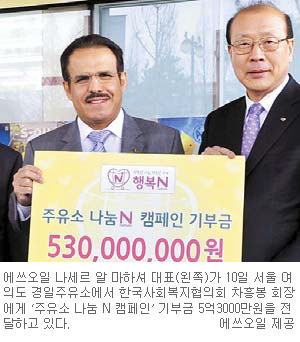 에쓰오일 ‘주유소 나눔 N 캠페인’ 후원금 5억3000만원 전달  