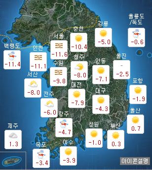 전날보다 10도 추워… 제주는 눈 또는 비  