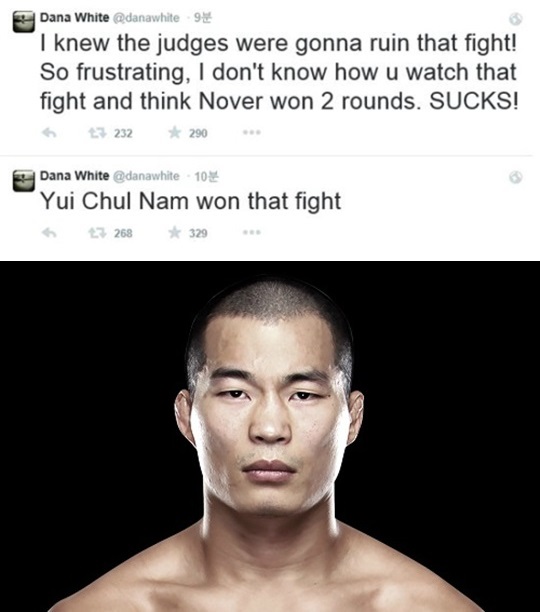 “UFC 남의철이 이겼다”… 데이나 화이트 회장 심판 판정에 분노  