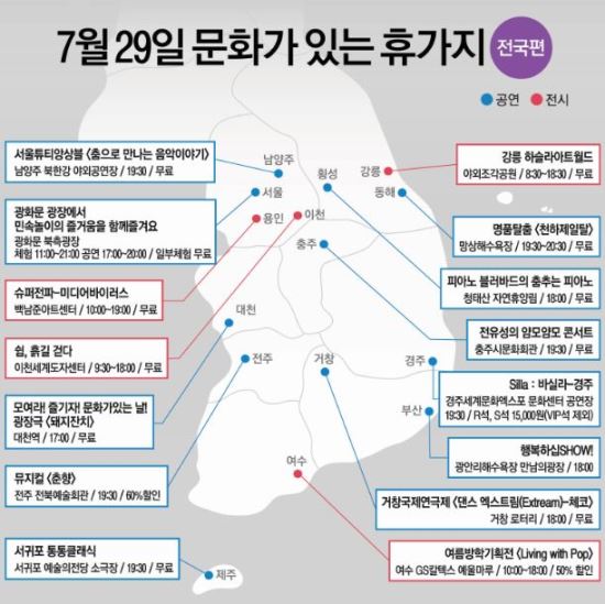 7월29일 문화가 있는 날 메르스 잊고 휴가 즐기는 프로그램 풍성 최백호·스윗소로우 집들이콘서트도  