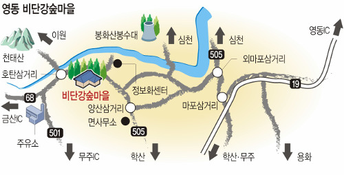 [살기 좋은 명품마을을 가다] (29) 충북 영동 비단강숲마을 기사의 사진
