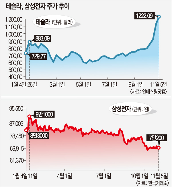 ‘천슬라’와 ‘7만전자’ 업황이 희비 갈랐다-국민일보